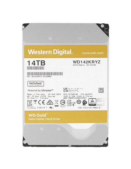 Жесткий диск Western Digital WD Gold, 3.5", 14 ТБ <WD142KRYZ>