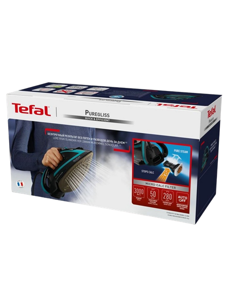 Утюг Tefal FV8066E0 , 3000Вт, Чёрный/Бирюзовый