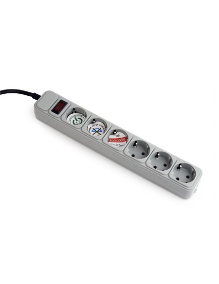 Prelungitor electric Gembird GMB SPG6-B-6C, 6 Prize, 1,8 m, Gri