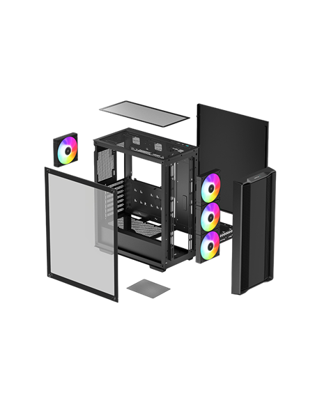 Carcasă PC Deepcool CC560  ARGB V2, Midi-Tower, Fără PSU, Negru