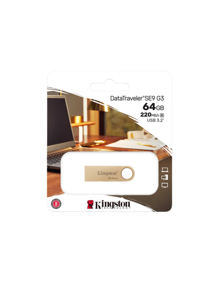 Memorie USB Kingston DataTraveler SE9 G3, 64GB, Auriu