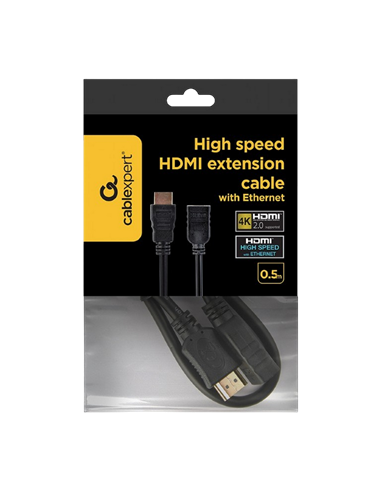 Видео кабель Cablexpert CC-HDMI4X-0.5M, HDMI (M) - HDMI (F), 0,5м, Чёрный