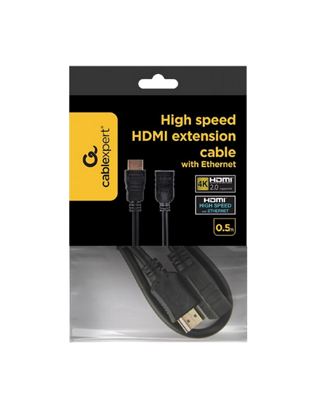 Видео кабель Cablexpert CC-HDMI4X-0.5M, HDMI (M) - HDMI (F), 0,5м, Чёрный