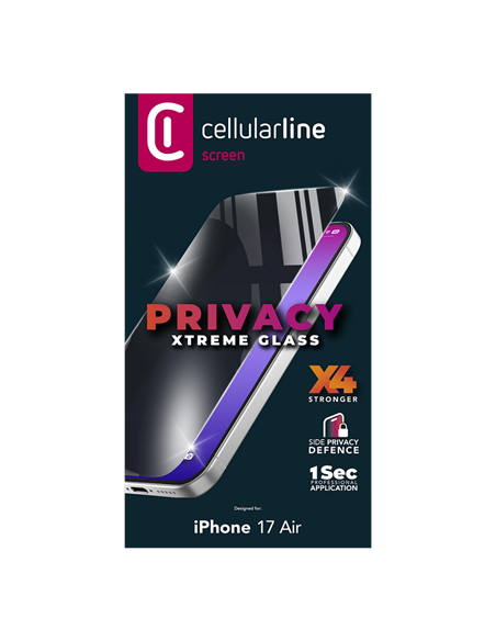 Защитное стекло Cellularline Tempered Glass Privacy для Apple iPhone Air, Черный