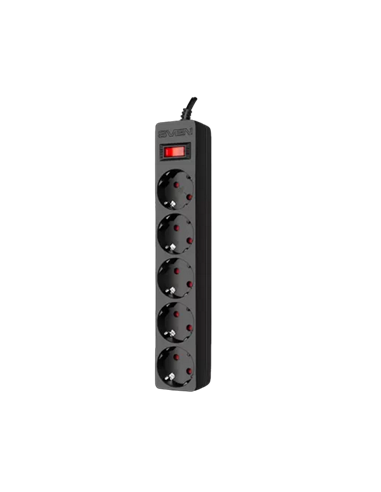 Prelungitor electric SVEN SF-05E, 5 Prize, 1m, Negru