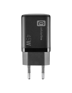Зарядное устройство Cellularline Wall Charger GAN, 2 Ports, 45W, 45Вт, Чёрный