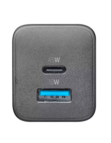 Зарядное устройство Cellularline Wall Charger GAN, 2 Ports, 45W, 45Вт, Чёрный
