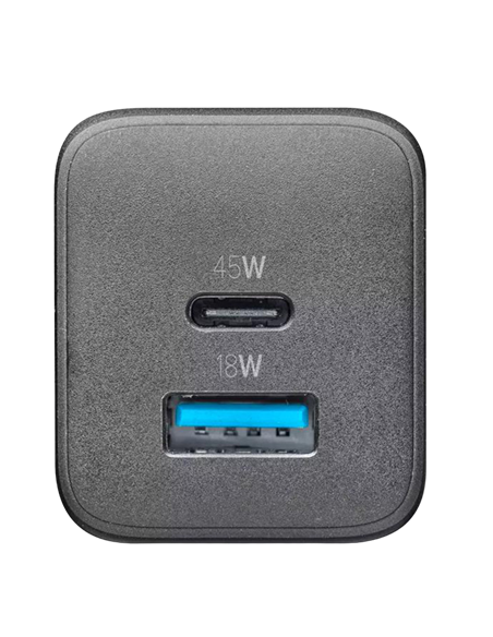 Încărcător Cellularline Wall Charger GAN, 2 Ports, 45W, 45W, Negru