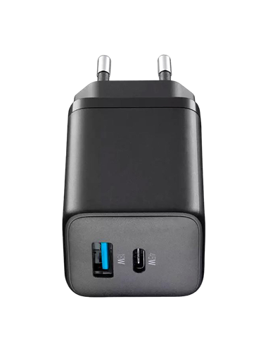 Зарядное устройство Cellularline Wall Charger GAN, 2 Ports, 45W, 45Вт, Чёрный
