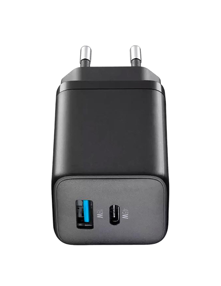 Încărcător Cellularline Wall Charger GAN, 2 Ports, 45W, 45W, Negru