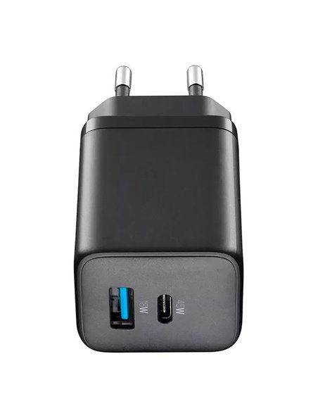 Încărcător Cellularline Wall Charger GAN, 2 Ports, 45W, 45W, Negru