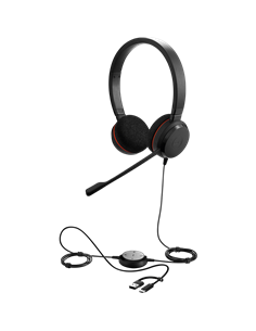 Headset Jabra Evolve 20 SE, Stereo MS, USB C/A adapter, Leather, Black 2