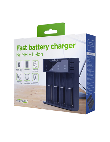 Încărcător Acumulatori Energenie BC-USB-02, Negru