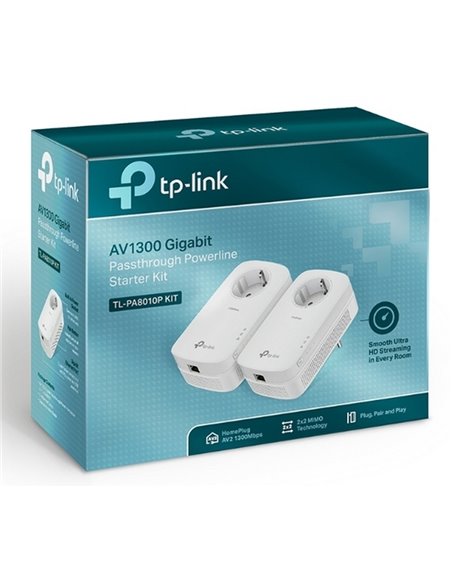 Powerline Adapter  TP-LINK TL-PA8010PKIT, AV1300, 1300 Mbps, Alb