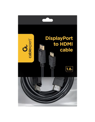 Видео кабель Cablexpert CC-DP-HDMI-6, DisplayPort (M) - HDMI (M), 1,8м, Чёрный