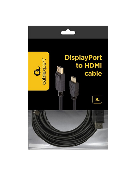 Видео кабель Cablexpert CC-DP-HDMI-3M, DisplayPort (M) - HDMI (M), 3м, Чёрный
