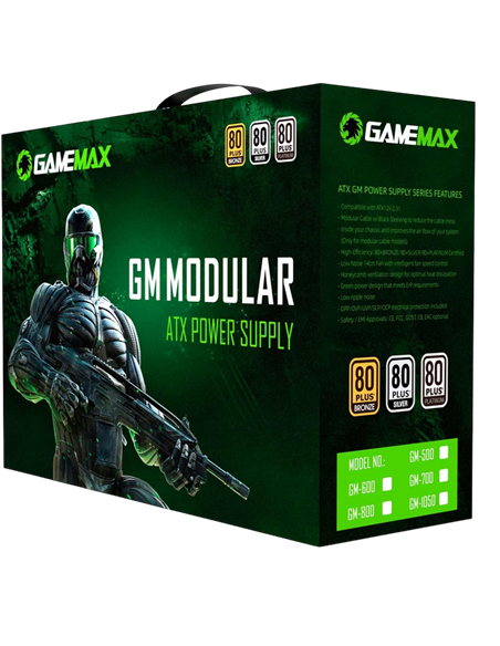Блок питания для компьютеров Gamemax GM-800, 800Вт, ATX, Полумодульный