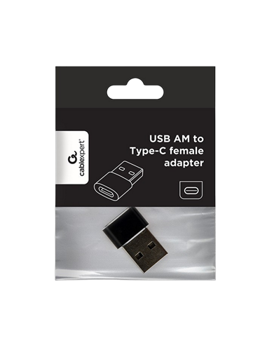 Адаптер для USB-кабеля Cablexpert A-USB2-AMCF-02, USB Type-A (M)/USB Type-C (F), Чёрный