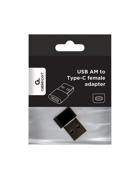 Adaptor pentru cablu USB Cablexpert A-USB2-AMCF-02, USB Type-A (M)/USB Type-C (F), Negru