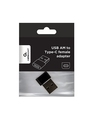 Адаптер для USB-кабеля Cablexpert A-USB2-AMCF-02, USB Type-A (M)/USB Type-C (F), Чёрный