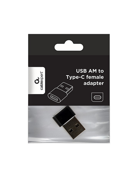 Adaptor pentru cablu USB Cablexpert A-USB2-AMCF-02, USB Type-A (M)/USB Type-C (F), Negru