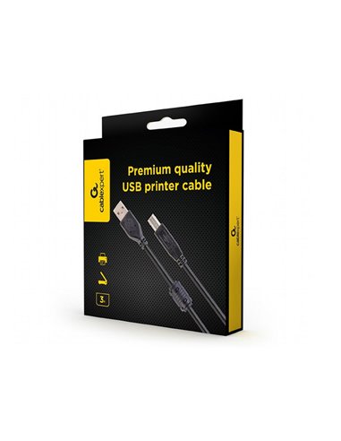 Кабель данных для периферийных устройств Cablexpert CCFB-USB2-AMBM-3M, USB Type-A/USB Type-B, 3м, Чёрный