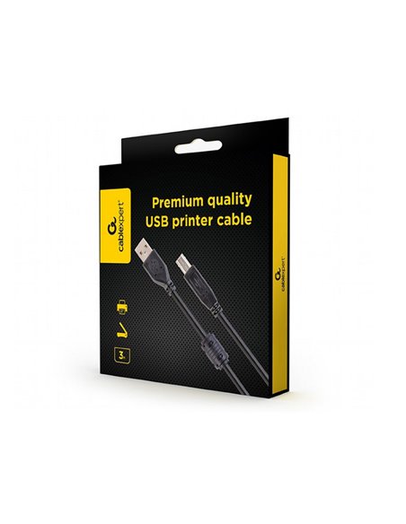 Cablu de date pentru periferice Cablexpert CCFB-USB2-AMBM-3M, USB Type-A/USB Type-B, 3m, Negru