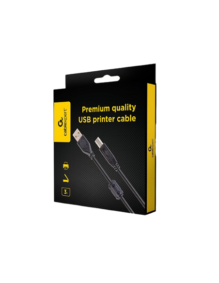 Кабель данных для периферийных устройств Cablexpert CCFB-USB2-AMBM-3M, USB Type-A/USB Type-B, 3м, Чёрный