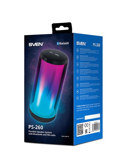 Портативная колонка SVEN PS-260, Чёрный