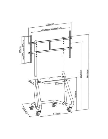 Мобильная стойка для телевизора Reflecta TV Stand 105P-Shelf, Чёрный