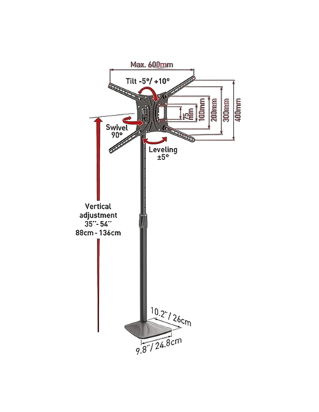 Suport pentru TV pe picior BARKAN FS420, Negru