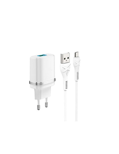 Зарядное устройство Xpower Charger  + Type-C Cable, 1USB, QC3.0, Белый