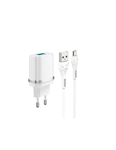 Încărcător Xpower Charger  + Type-C Cable, 1USB, QC3.0, Alb