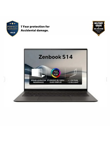 Laptop 14" ASUS Zenbook S 14 OLED UX5406SA, Zumaia Gray, Intel Core Ultra 7 258V, 32GB/1024GB, Windows 11 Home