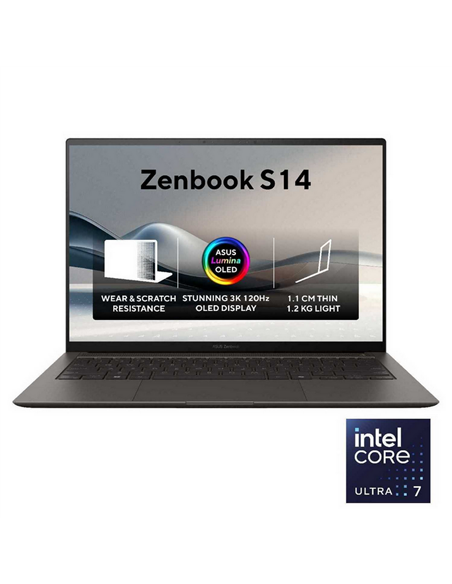 Laptop 14" ASUS Zenbook S 14 OLED UX5406SA, Zumaia Gray, Intel Core Ultra 7 258V, 32GB/1024GB, Windows 11 Home