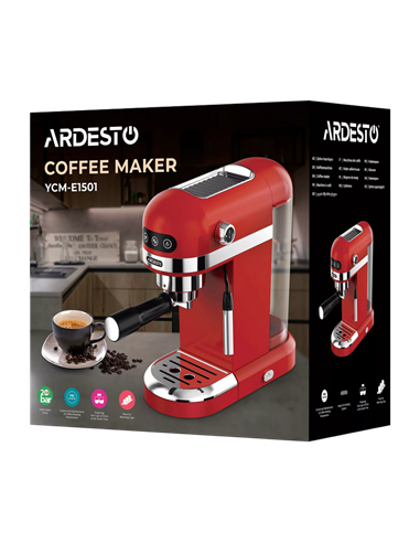 Кофеварка рожковая Ardesto YCM-E1501, 1350Вт, Красный