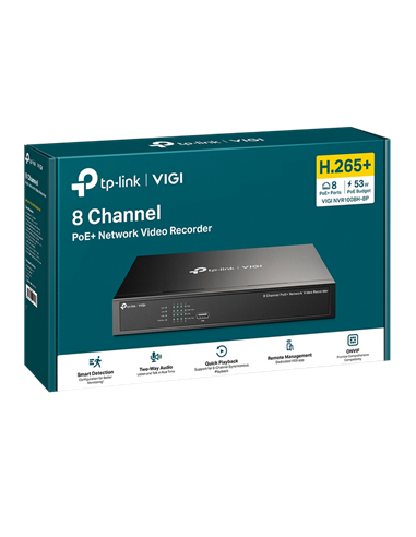 Видеорегистратор TP-LINK VIGI NVR1008H-8P, Чёрный