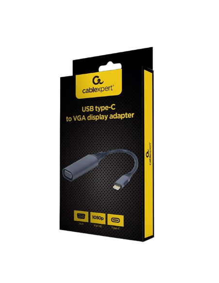 Adaptor Video Cablexpert A-USB3C-VGA-01, USB Type-C (M) - VGA D-Sub (F), 0,15m, Gri