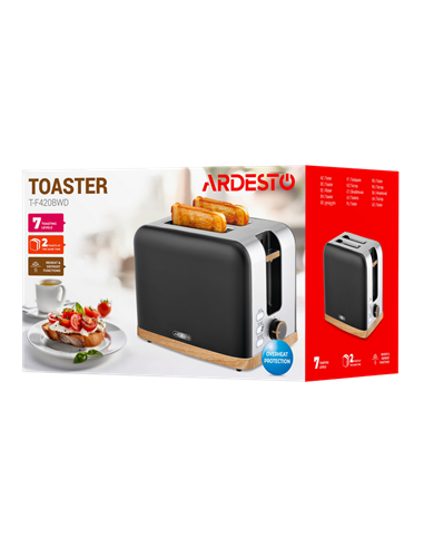 Тостер Ardesto T-F420BWD, Чёрный | Нержавеющая сталь
