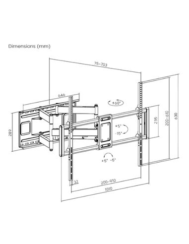 Наклонно-поворотное настенное крепление Gembird WM-120ST-01, Черный