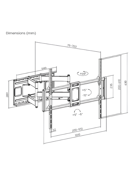 Наклонно-поворотное настенное крепление Gembird WM-120ST-01, Черный