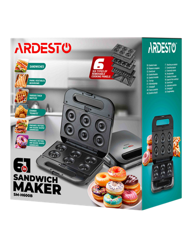 Сэндвичница-Мультипекарь Ardesto SM-H600B, Чёрный