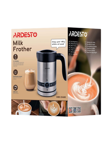 Вспениватель молока Ardesto MBC-D450, Чёрный | Серебристый