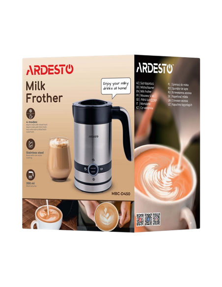 Aparat pentru spumare lapte Ardesto MBC-D450, Negru | Argintiu