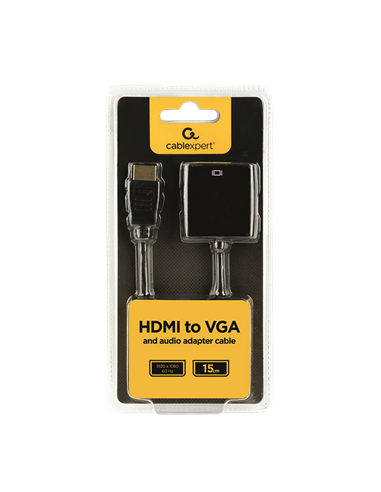 Convertor Video/Audio Cablexpert A-HDMI-VGA-03, HDMI (M) - VGA D-Sub, 0,15m, Negru