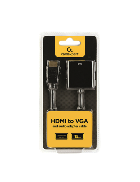 Convertor Video/Audio Cablexpert A-HDMI-VGA-03, HDMI (M) - VGA D-Sub, 0,15m, Negru
