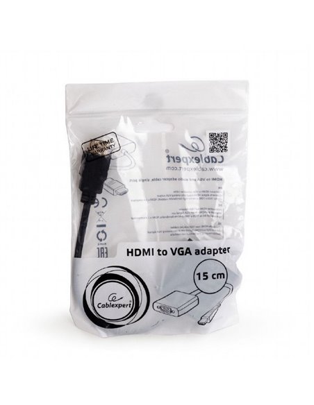Видео/Audio конвертер Cablexpert A-HDMI-VGA-03, HDMI (M) - VGA D-Sub, 0,15м, Чёрный