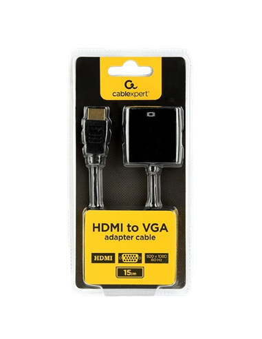 Видеоконвертер Cablexpert A-HDMI-VGA-04, HDMI (M) - VGA D-Sub, 0,15м, Чёрный