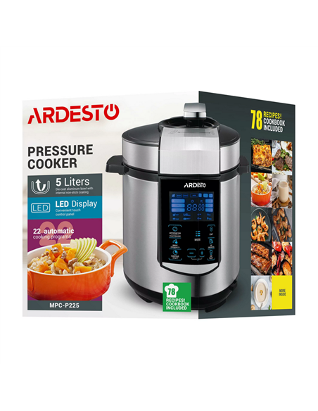 Мультиварка-скороварка Ardesto MPC-P225, Серебристый | Черный
