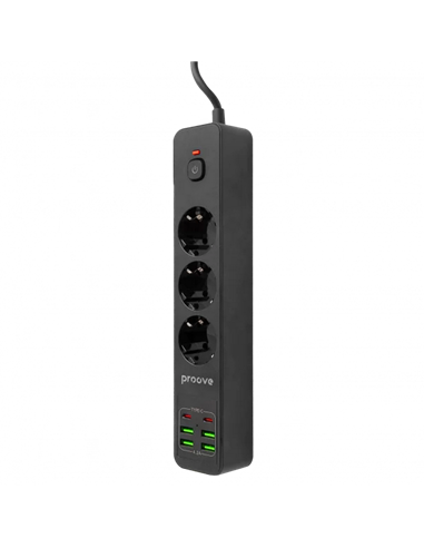 Prelungitor electric Proove Power Strip P-03, 3 Prize, 2m, Negru